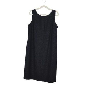J. Peterman Womens Size 14 Black Tank Midi Dress V-Neck Sleeveless Straight Hem